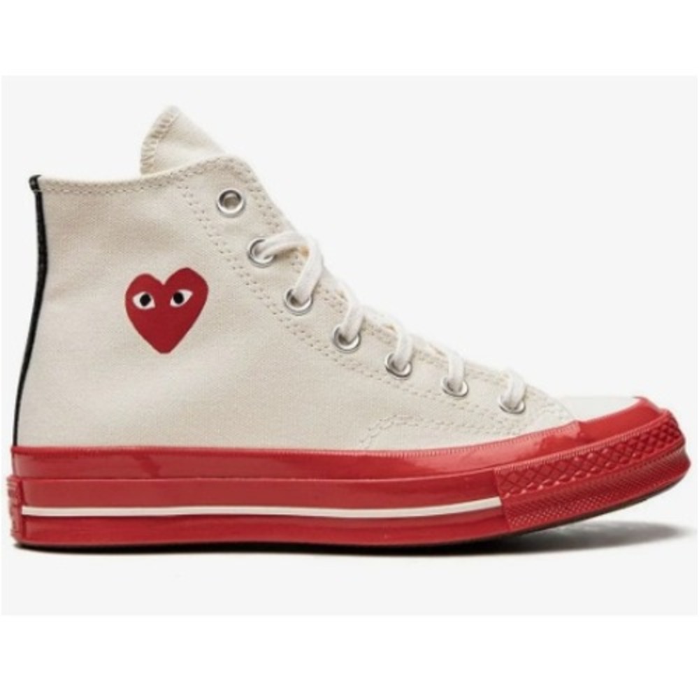 Converse Unisex Pristine Red Comme des Garçons PLAY Sneakers Size M's 10